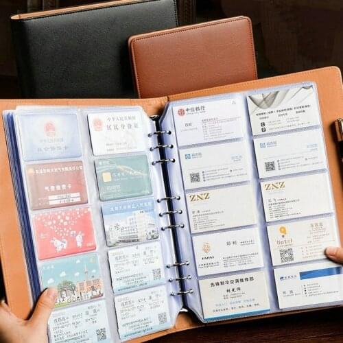 Fashion PU Leather Card Holder Large Capacity Business Card Book 400 / 1000 Card Binder Ticket Book