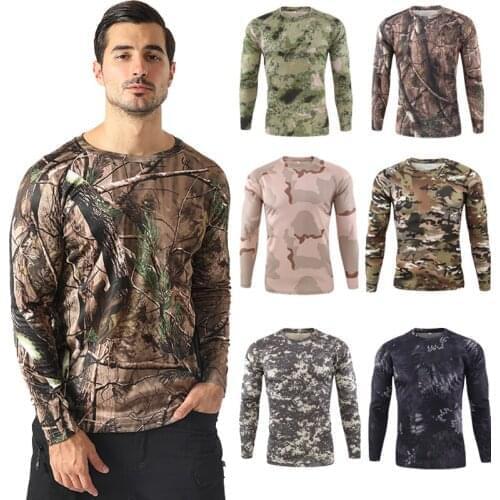 Men Army Tactical T shirt SWAT Soldiers Military Combat T-Shirt Long Sleeve Camouflage Hunting Climbing Shirt Paintball T Shirts