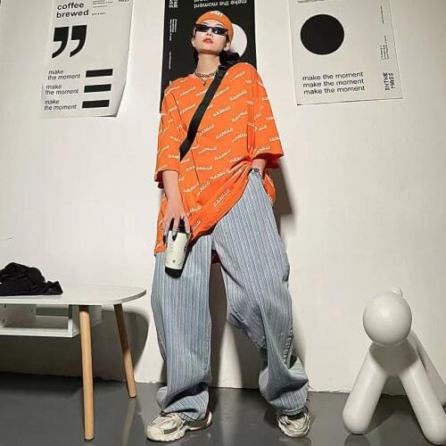 2021 Mens Vintage Vertical Stripe Casual Pants Loose Fashion Wide Leg Pants Popular Streetwear Blue Jeans Baggy Trousers S-3XL