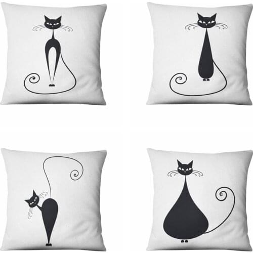 Super Soft Velvet Printed Pillowcase Smart Cat Cushion Decorative Pillows Home Decor Sofa Throw Pillow Christmas Decorations