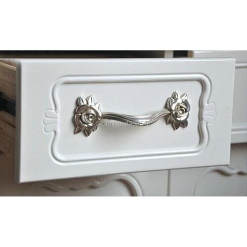 New128mm Zinc Alloy Rose Kitchen Cabinet Handle Antique Cabinet Drawer Handles&Knobs Eur-Style Furniture Hardware Bars Pulls