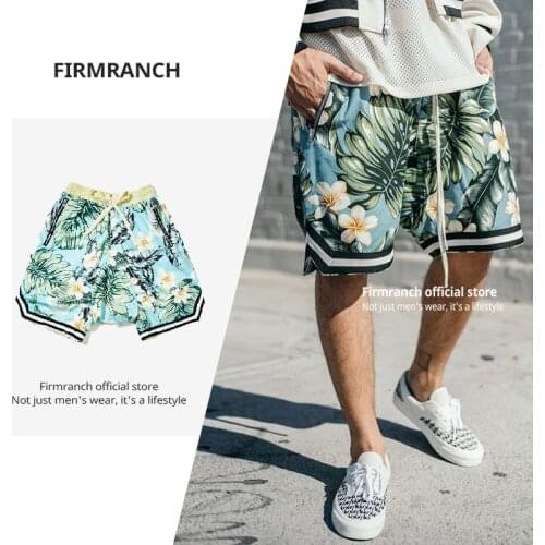 Firmranch News 2021 Retro High Street Hipster Leaf Flowers Short Men/Women Basketball Loose Sports Short Casual Board Baggys