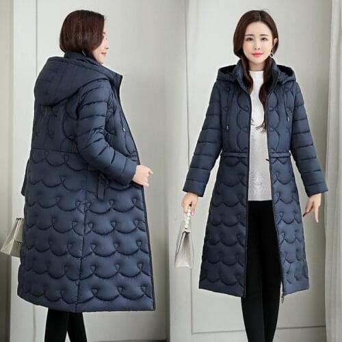 2021 New Women Winter X-Long parkas Solid Hooded thicken zipper warm windproof jackets snow coat for lady size M-3XL