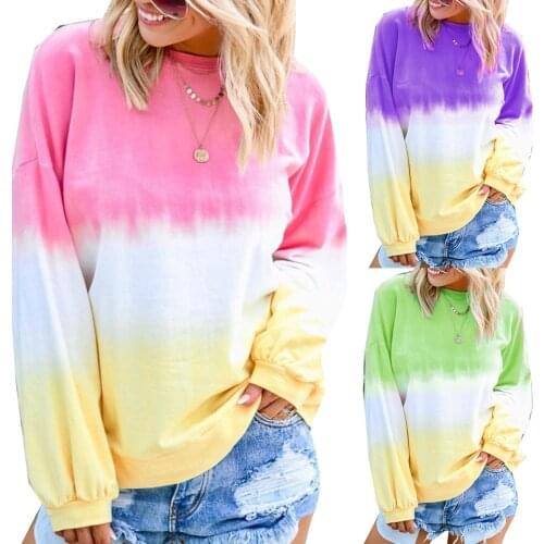 New 2020 Fashion Tie-dyed Pullover Hoodie Contrast Color Ladies Fashion Harajuku Super Hoodie