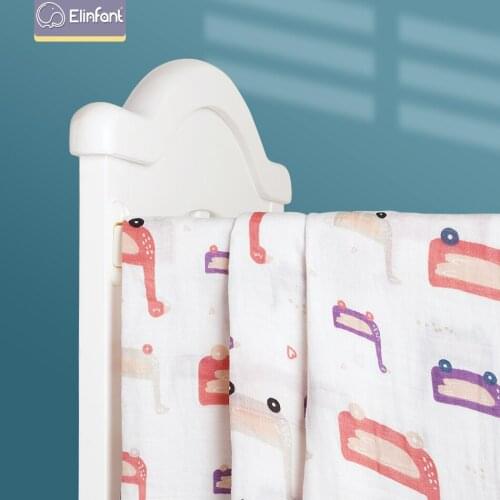 Elinfant Newborn Baby Organic Bamboo Cotton Muslin Swaddle Blanket Soft Comfortable Washable Baby Gauze Receiving Blankets