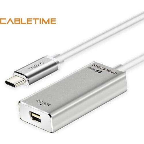 Cabletime USB C Mini DisplayPort Adapter USB 3.1 Type C to Mini DP Male to Female 4K 60Hz Converter Cable For Samsung HDTV N128