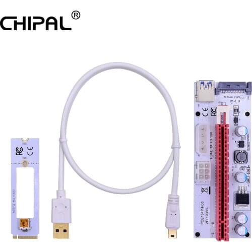 CHIPAL M2 NGFF to PCI-E X16 Slot Transfer Card m.2 Riser with sata 6pin 4pin Riser card raiser for GPU Video Card 60CM VER008S