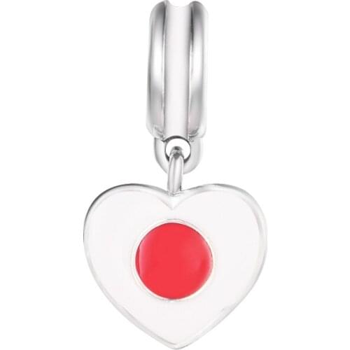 Fits Pandora Bracelets Japan Heart Flag Dangle Charm 925 Sterling Silver Women Beads Jewelry for DIY Making Kralen Berloques