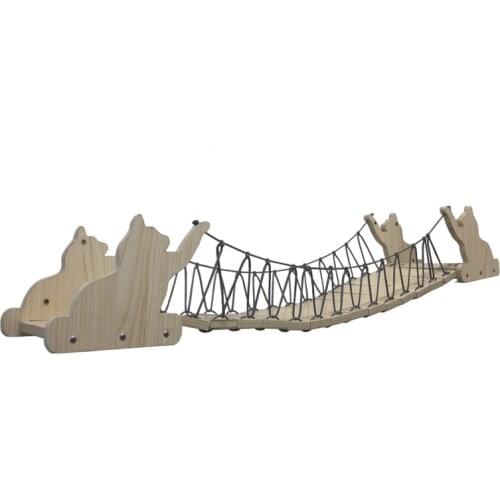 120cm Solid Wood Cat Wall Hanging Platform Nest Ecology Board Cat Furniture Kitten Climbing Scratching Jumping Steps Bridge