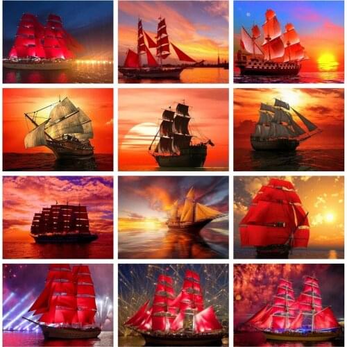 Full Square/Round 5D Diy Diamond Painting Sailboat 3D Diamond Embroidery Cross Stitch Kit Diamond Mosaic Home Decor Art Craft