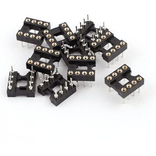 100PCS IC Sockets DIP8 DIP14 DIP16 DIP18 DIP20 DIP28 DIP40 Pin Round Hole 2.54 PCB Connector DIP Socket 6 8 14 16 18 20 28 40pin