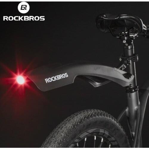 ROCKBROS Bicycle Fender Soft Plastic Taillight Multi-Angle Adjustable Widen High-Strength Mud Blocking Mudguard Bike Accessories