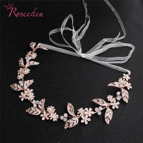 Handmade Romantic Wedding Headband With opal Gold Bridal Crystal Headpieces Bride Hair Vine Accessories Jewelry RE3358