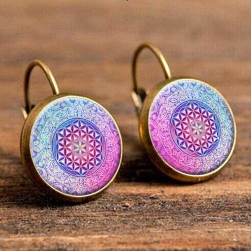 Earrings 2020 New Women Jewelry Cabochon Glass Stud Earrings For Women Handmade Mandala Henna Pendientes Earrings
