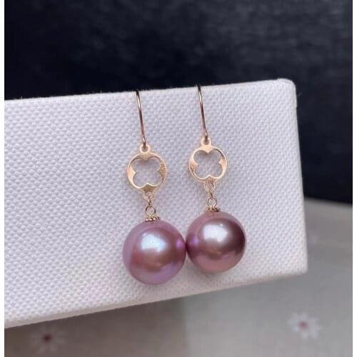 Shilovem 18k yellow gold Natural freshwater pearls Drop Earrings fine Jewelry women trendy wedding plant new myme10-10.56621zz