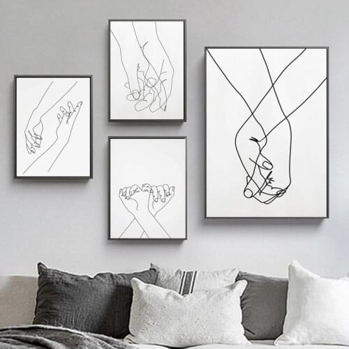 Nordic Black White Posters and Prints Minimalist Line Artwork Wall Pictures Characters Sketch Canvas Painting Girl Room Decor