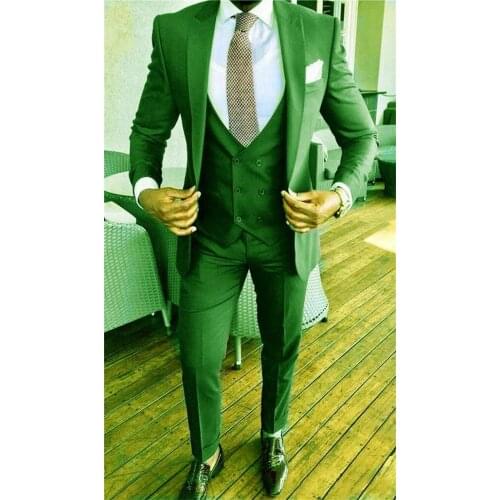 Handsome Groomsmen Peak Lapel Groom Tuxedos Mens Wedding Dress Man Jacket Blazer Prom Dinner (Jacket+Pants+Tie+Vest) A572