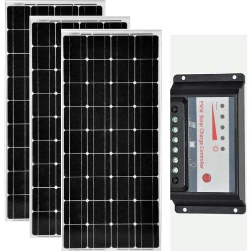 Solaire Kit 300w Panneau Solaire Camping Car 12v 100w 3 Pcs Solar Charge Controller 12v/24v 30A Charger Solar Motorhome Boat
