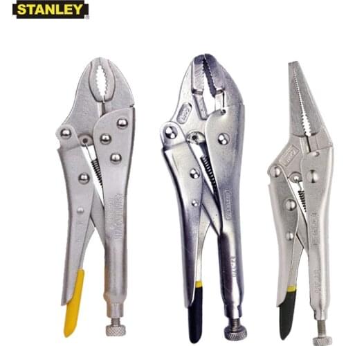 Stanley 1-piece 5" 6.5" 7" 9" 10" curved jaw straight jaw long nose ja locking pliers chrome vanadium steel plier professional