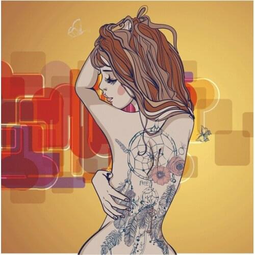 1PCS Cool Cartoon Tattoo Girls icon Heat Sensitive Patch Iron On Clothes For Decoration Animal Horse Thermal Transfer Sticker