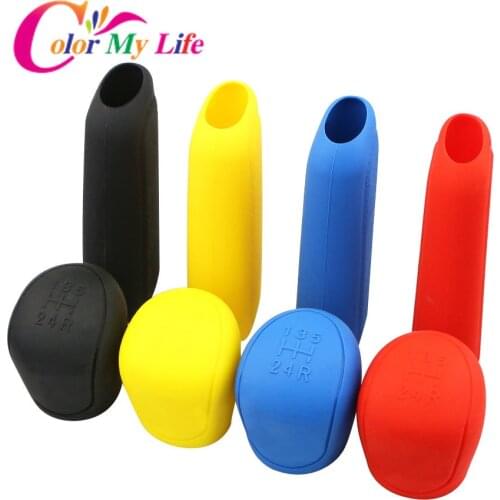 2pc Universal 5Speed Manual Gear Shift Collars Car Silicone Gear Head Shift Knob Cover Handbrake Grip Car Hand Brake Covers Case