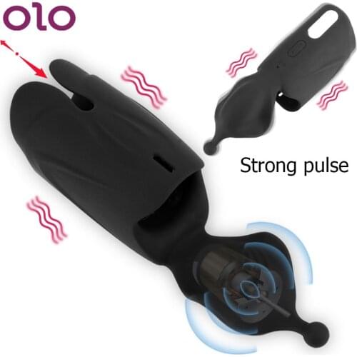 OLO Male Penis Vibrator Delay Lasting Stamina Trainer Glans Stimulate Massager Penis Trainer Male Masturbator Sex Toys for Men