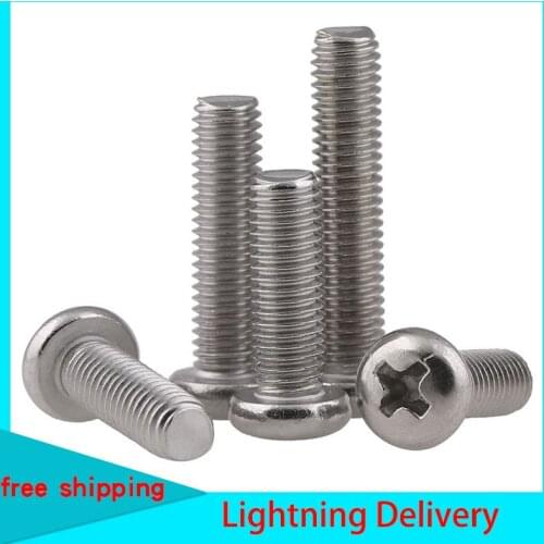 316 stainless steel round head screw gb818 half round head / pan head cross slot machine tooth screw M4 M5 M6 M8 10PCS