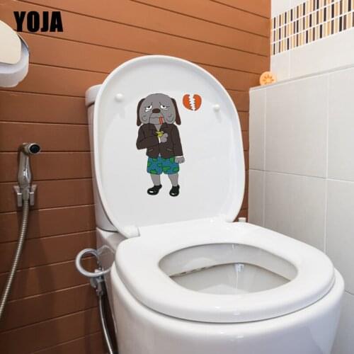 YOJA 16.5*24.7CM Cartoon Funny Dog BedRoom Home Decor Wall Decal Toilet Sticker T3-0524
