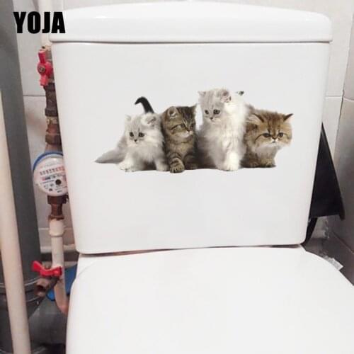 YOJA 23.7*10CM A Group Of Playing Cats Lovely Animal Bedroom Wall Decor Home Toilet Wall Sticker T1-0994