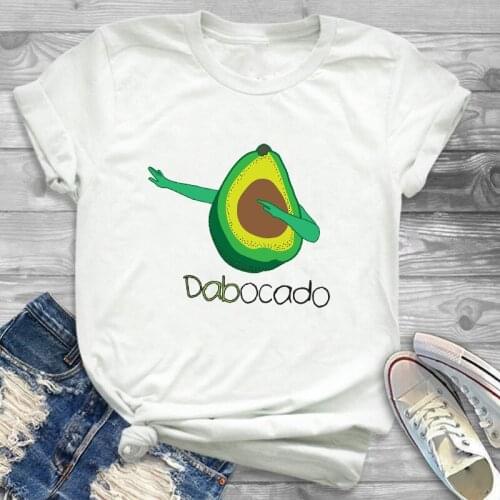 Fashion Women Avocado Short Sleeve O-neck Casual Cartoon Fruit Womens Female Graphic T Shirt T-Shirt Tee Shirt Tees T-shirts