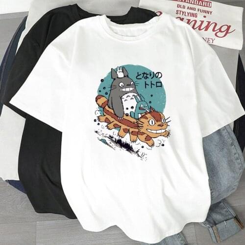 90S Girls T-shirt Harajuku Tshirt Ladies Totoro Cartoon Print women T shirt O-neck Short Sleeve t shirt Summer tee shirt female