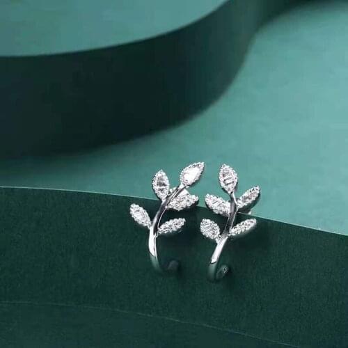 18K-Gold Real Diamond Plant Drop Earring For Women Engagement Wedding Jewelry Party Gift Au750