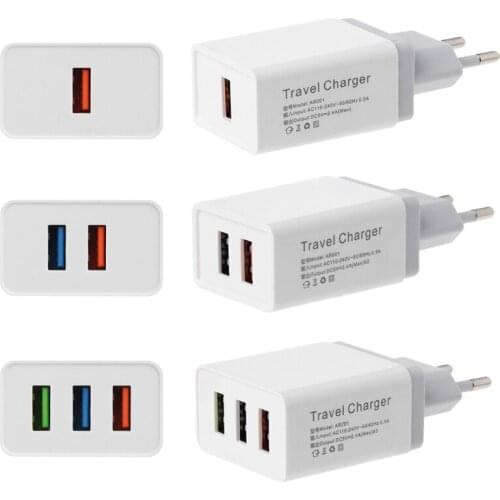 1 2 3 USB Port 5V 2.4A Travel Charger Power Adapter EU Plug For Phone Tablet PC