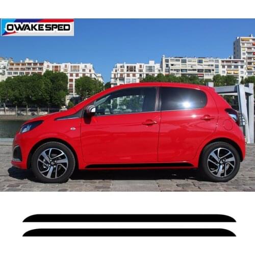 1 set Sport Stripes Car Door Side Skirt Stickers Auto Body Decor Vinyl Decals For Peugeot 108 fit for 3-5 doors Sticker
