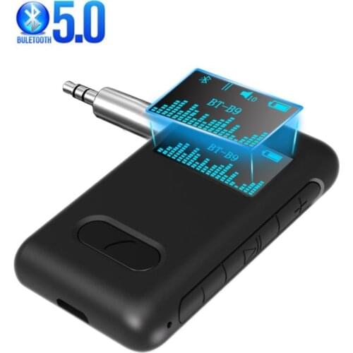 10H Bluetooth 5.0 Receiver LCD Display AUX 3.5mm Jack RCA Stereo Music Mic Wireless Audio Adapter for Car kits Speaker Auto On
