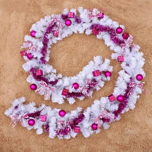 270 cm Christmas garland white with rose red balls Christmas rattan ornaments Christmas decorations for home free shipping