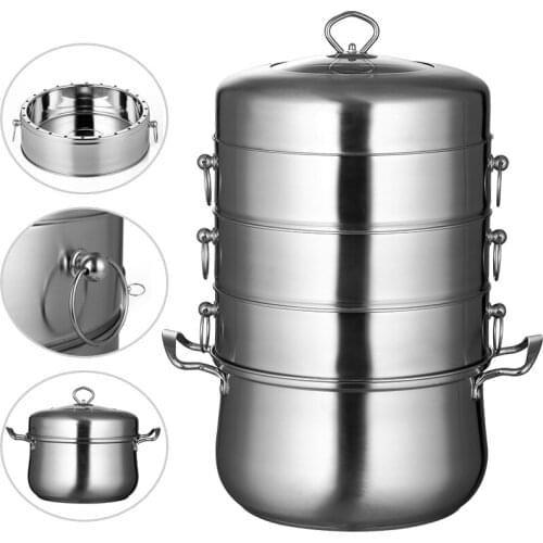 28cm Five-layer Double Bottom Stainless Steel Steamer Thickened Five-layer Induction Cooker With Multi-layer Steamer Steamer