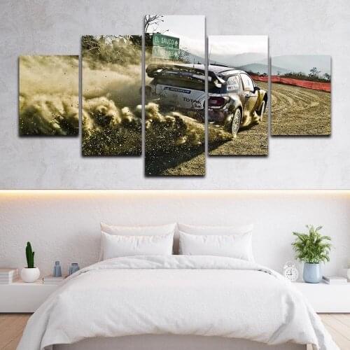 No Frame Home Decoration HD Printing 5 Pcs Car Race Scenery Poster Canvas Painting Modular Wall Art Modern Living Room Pictures