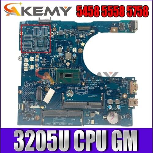 Akemy CN-0NRNP9 NRNP9 FOR Dell INSPIRON 5458 5558 5758 Laptop Motherboard AAL10 LA-B843P REV:1.0(A00) 3205U Mainboard 100%tested