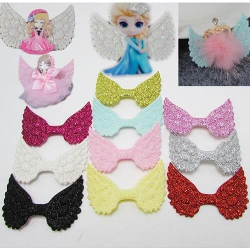 David Accessories 20pcs 50*33mm Angel Glitter Wing For Kids Hair Bows Headbands DIY Craft Material Handmade Decorations Party