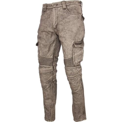 DHL Free Shipping Mens Motorcycle Leather Trousers 100% Cowhide Vintage Grey Black Warm Moto Biker Pants Autumn Winter