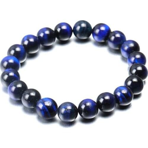 Natural Semi-precious Stone Blue Tigers Eye Bracelet Size More 6/8/10mm European and American Men and Women Yoga Hand String