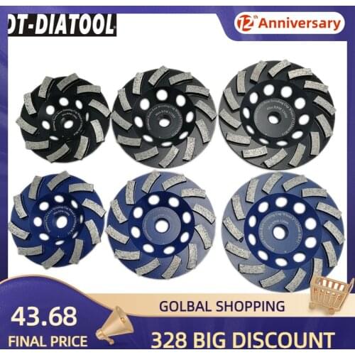 DT-DIATOOL 2pcs/pk Dia4"/4.5"/5"/7" Diamond Segmented Turbo Cup Grinding Wheel M14 or 5/8-11 Thread For Granite Marble Concrete
