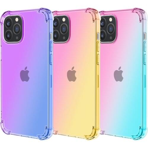 Gradient Airbag Shockproof Case For IPhone 12 11 Pro Max 12 Mini Xr XS Max SE 2020 8 6S Plus Case Rainbow Soft TPU Back Cover