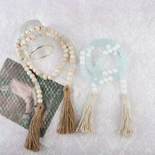 Modern Minimalist Style DIY Wooden Handmade Wall Hanging Garland Tassel Beads For Rattan Lace Gifts Home Office Decorations
