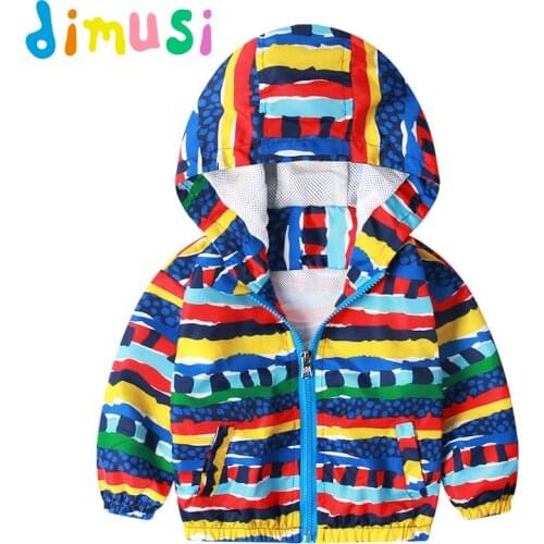 DIMUSI Spring Autumn Boys Bomber Jackets Child Kids Outwear Hooded Clothing Casual Baby Girls Cartoon Print Windbreaker Coats 8Y