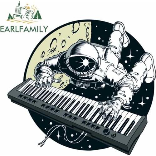 EARLFAMILY 13cm x 11.8cm for Astronaut Plays The Piano Car Stickers DIY Hip Hop Body for Car Bumper Window Graffiti Decal
