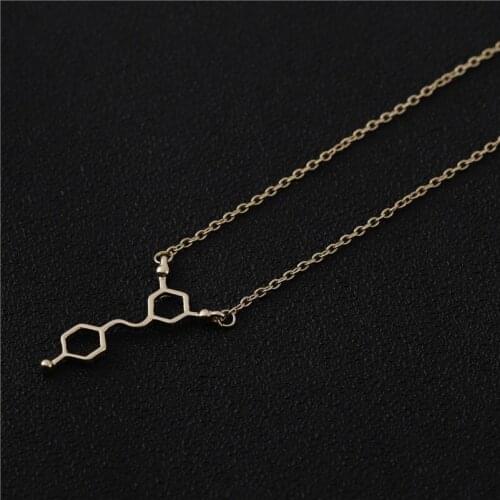 Red Wine Element Dopamine Chemistry Caffeine Formula Hormone Molecule Serotonin Scientific Molecular Structure Necklaces