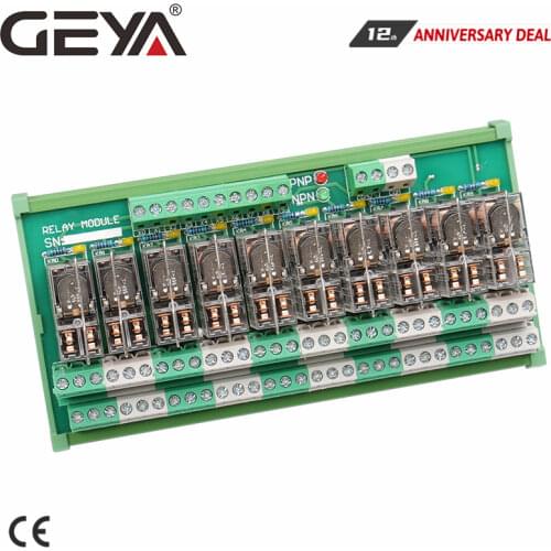 GEYA 2NG2R DPDT Relay 10 Channel Omron Relay Module 2NO 2NC Plug in Relay 12V 24V