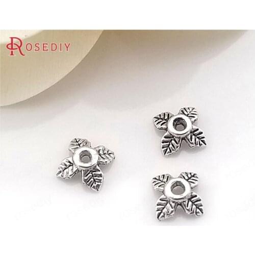 F635)200 pieces 5.5mm,height 2mm Antique Silver Zinc Alloy Tree Leaf Bead Caps Diy Jewelry Findings Accessories wholesale